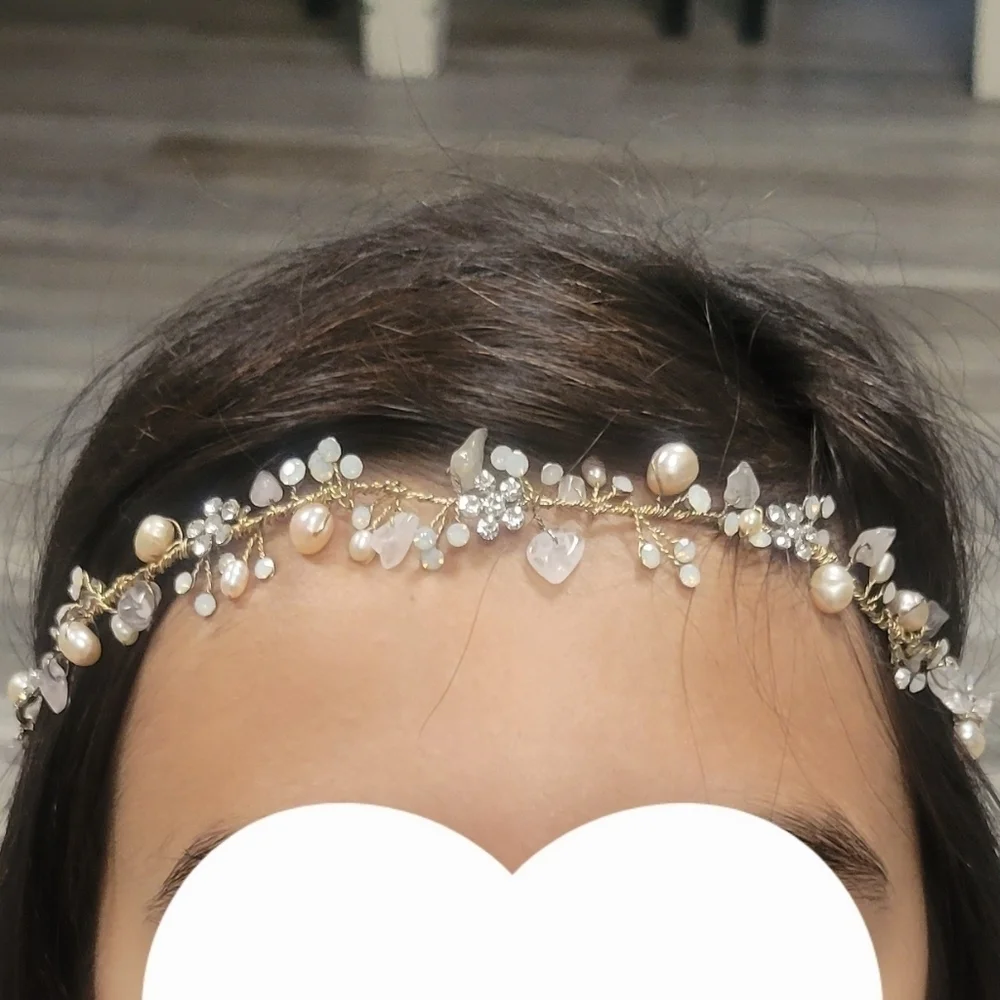 Anthropologie Crystal, Freshwater Pearl, Stone Bridal Crown